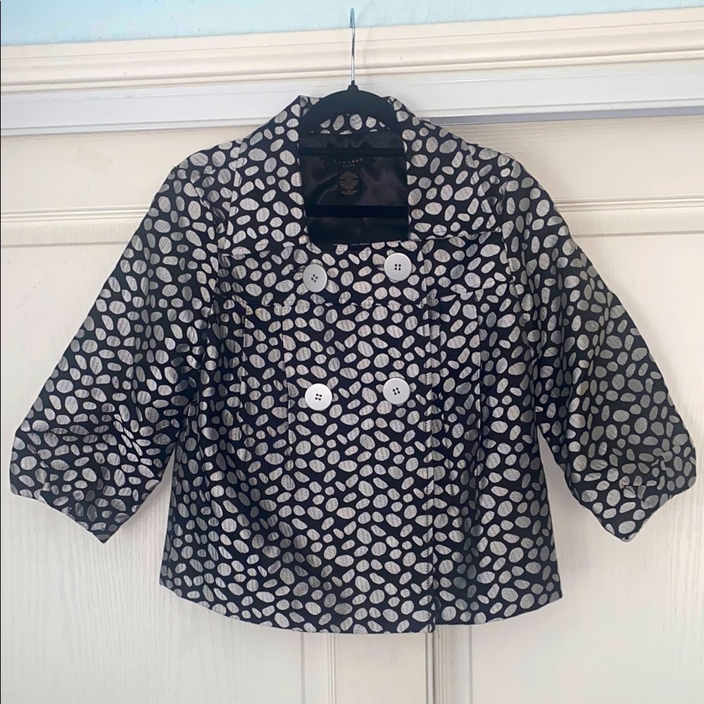 SILK LAND- Black and silver Polka Dot Jacket